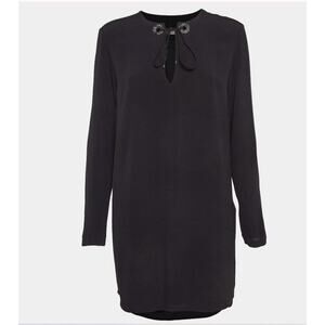 Sandro Womens Crystal Embellished Crepe Party Tunic Mini Dress L Black